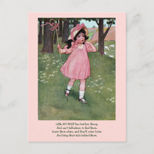Little Bo-Peep and Missing Sheep Nursery Rhyme Briefkaart