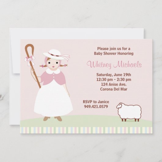 Little Bo Peep Baby shower Invitation Kaart (Voorkant)