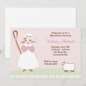 Little Bo Peep Baby shower Invitation Kaart (Voorkant / Achterkant)