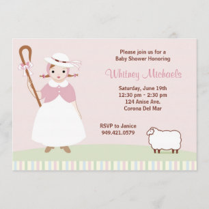 Little Bo Peep Baby shower Invitation Kaart