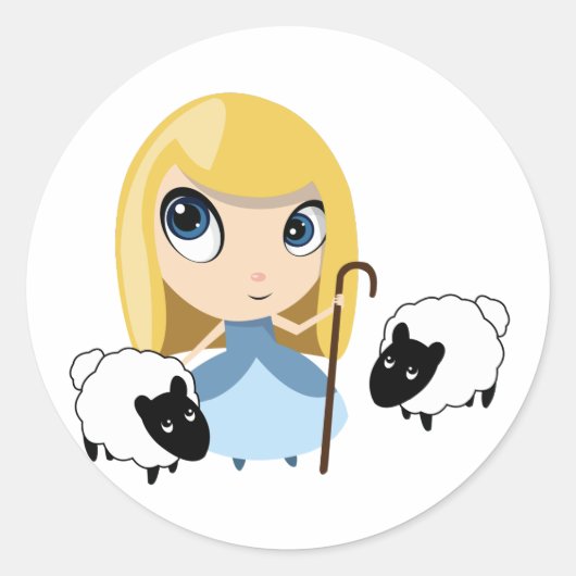 Little Bo Peep en haar Sheep Ronde Sticker (Voorkant)