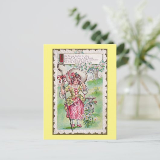 Little Bo-Peep en One Sheep Briefkaart (Staand voorkant)