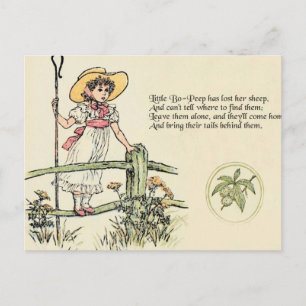Little Bo-Peep: Klassieke Kate Greenaway-kinderkam Briefkaart
