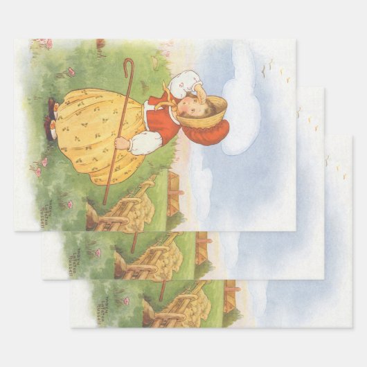 Little Bo Peep Moeder Goose Nursery Rhyme Inpakpapier Vel (Set)