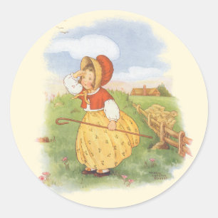 Little Bo Peep Moeder Goose Nursery Rhyme Ronde Sticker