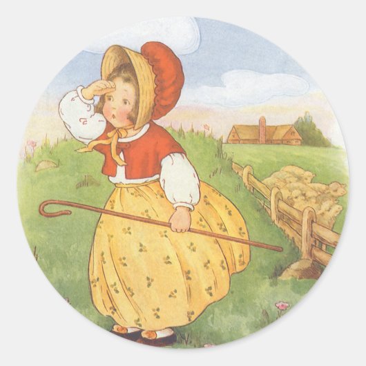 Little Bo Peep Moeder Goose Nursery Rhyme Ronde Sticker (Voorkant)