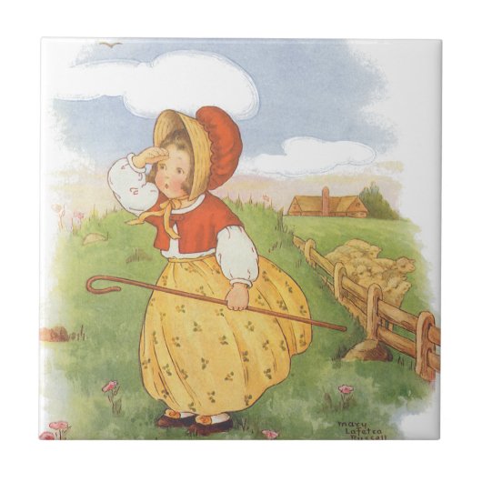  Little Bo Peep Moeder Goose Nursery Rhyme Tegeltje (Voorkant)