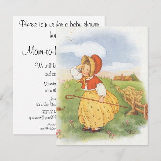Little Bo Peep, Nursery Rhyme Baby shower Party Kaart (Voorkant / Achterkant)