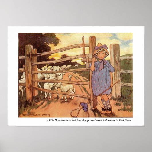 Little Bo-Peep Nursery Rhyme Print (Voorkant)