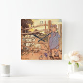 Little Bo-Peep Nursery Rhyme Vierkante Klok (Huis)
