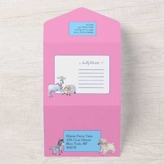 Little Bo Peep Sheep Fairy Tale Boerderij Birthday All In One Uitnodiging (Buitenkant)