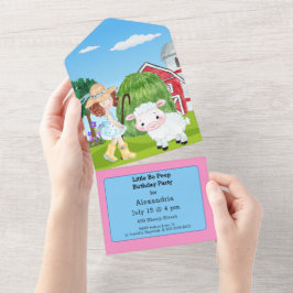 Little Bo Peep Sheep Fairy Tale Boerderij Birthday All In One Uitnodiging