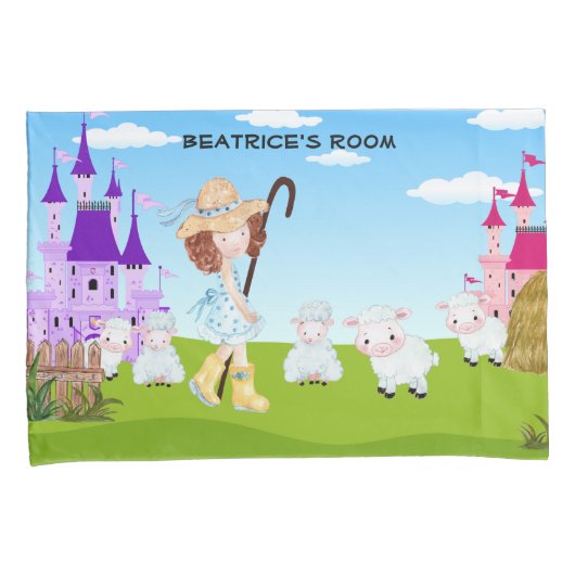 Little Bo Peep Sheep Monogram Kussensloop (Voorkant-Rechts)