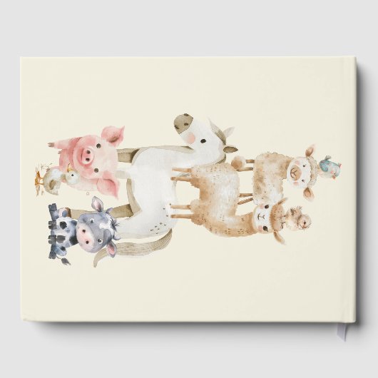 Little Boerderij Animal Baby shower Neutral Gasten Gastenboek (Achterkant)