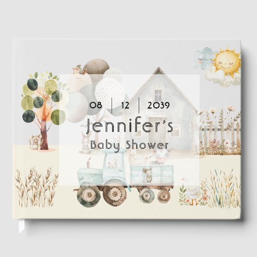 Little Boerderij Animal Baby shower Neutral Gasten Gastenboek (Voorkant)