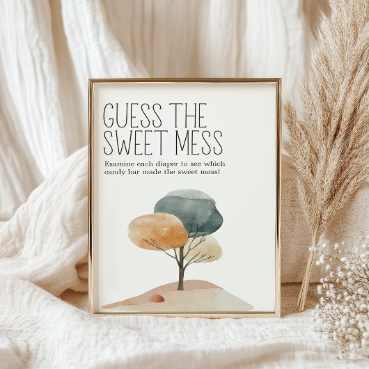 Little Boerderij Baby shower Guess Sweet Mess Sign Poster