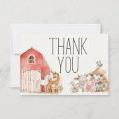 Little Boerderij Nursery Animals Baby shower Dank  Bedankkaart (Voorkant)