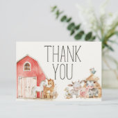Little Boerderij Nursery Animals Baby shower Dank  Bedankkaart (Staand voorkant)
