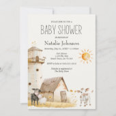 Little Boerderij Nursery Animals Baby shower Invit Kaart (Voorkant)