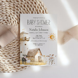 Little Boerderij Nursery Animals Baby shower Invit Kaart