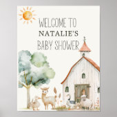 Little Boerderij Nursery Animals Baby shower Sign Poster (Voorkant)