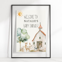 Little Boerderij Nursery Animals Baby shower Sign Poster
