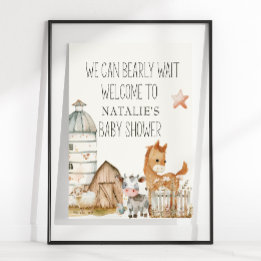 Little Boerderij Nursery Animals Baby shower Sign Poster