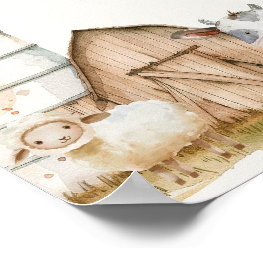 Little Boerderij Nursery Animals Baby shower Sign Poster (Hoek)