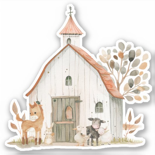 Little Boerderij Nursery Animals Baby shower Sticker (Voorkant)