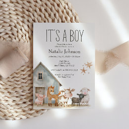 Little Boerderij Nursery Animals Boy Baby shower Kaart