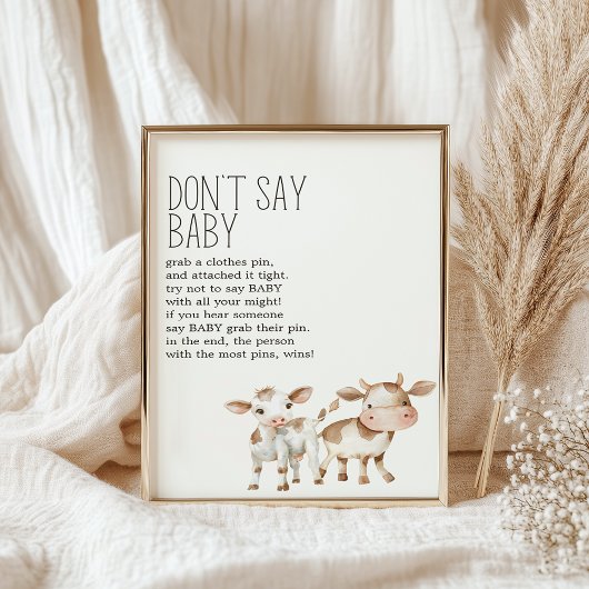 Little Boerderij Nursery Baby shower Game Sign Poster