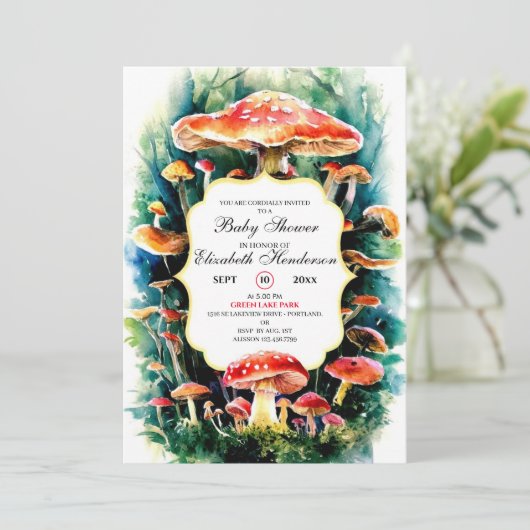Little Boho Mushroom Baby shower Kaart (Staand voorkant)