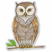 Little Boho Owl op een Branch Illustration Sticker (Voorkant)
