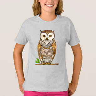 Little Boho Owl op een Branch Illustration T-shirt