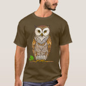 Little Boho Owl op een Branch Illustration T-shirt (Voorkant)