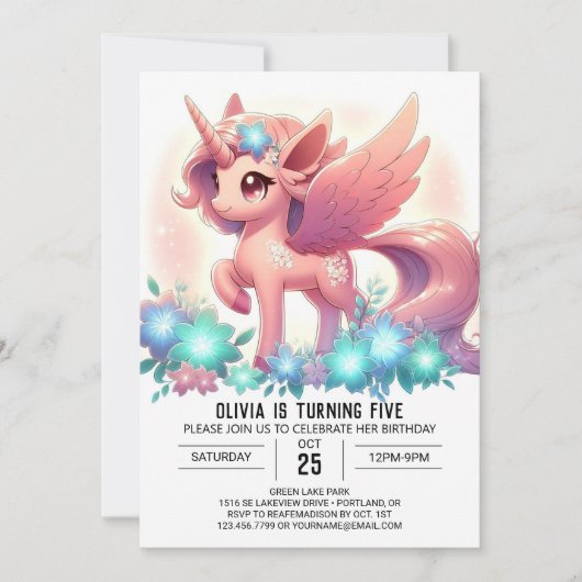 Little Boho Unicorn digitale verjaardag Kaart (Voorkant)