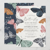 Little Boho vlinder meisje Baby shower uitnodigen (Voorkant / Achterkant)