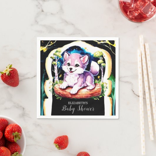 Little Boho Wolf Baby shower Servet (Insitu)