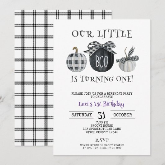 Little Boo 1e verjaardag, Halloween verjaardag Kaart (Voorkant / Achterkant)
