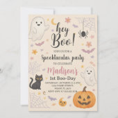 Little Boo 1st Birthday Invitation Schattige Hallo Kaart (Voorkant)