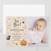 Little Boo 1st Birthday Invitation Schattige Hallo Kaart (Voorkant / Achterkant)