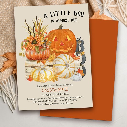 Little Boo Almost Due Rustic Pumpkin Halloween Kaart