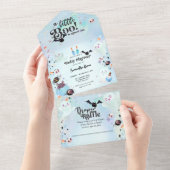 Little Boo Baby boy Baby shower All In One Uitnodiging (Afscheurbaar)