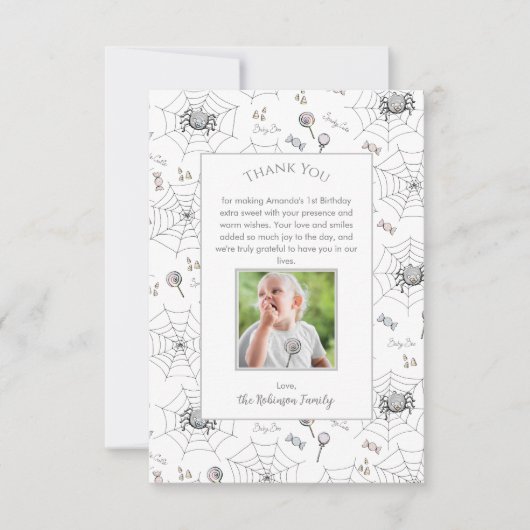 Little Boo Baby Halloween Spinnen Dank je Kaart (Voorkant)