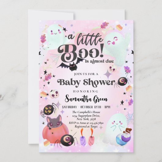 Little Boo Baby meisje Baby shower Kaart (Voorkant)