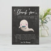 Little Boo Baby shower Boy Ghost Bedankkaart (Staand voorkant)