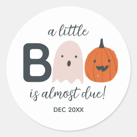 Little Boo Baby shower Classic Ronde Sticker (Voorkant)