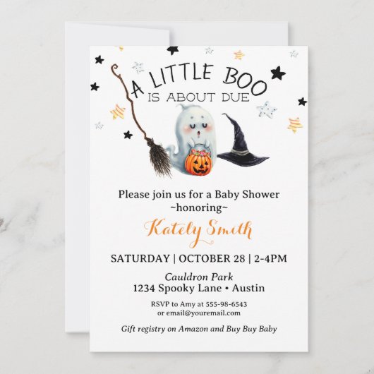 Little Boo Baby shower Genderneutraal Halloween Kaart (Voorkant)