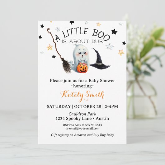 Little Boo Baby shower Genderneutraal Halloween Kaart (Staand voorkant)