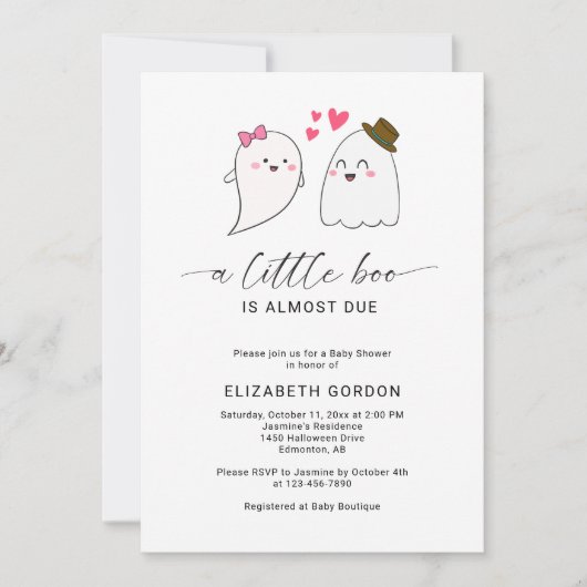 Little Boo Baby shower Halloween Ghost Herfst Kaart (Voorkant)